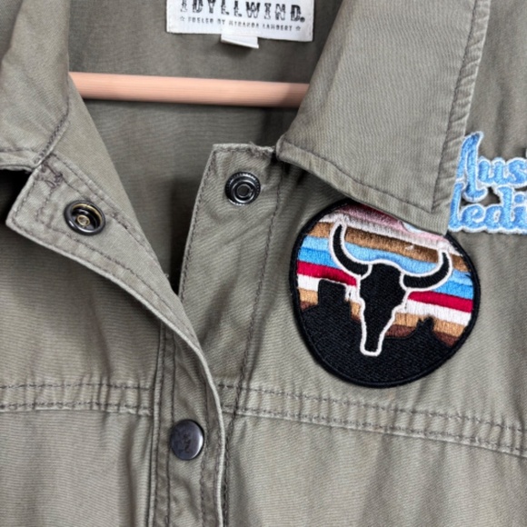 Idyllwind Army Green Jacket L Patches RARE Military Miranda Lambert Western Rock - Picture 7 of 15